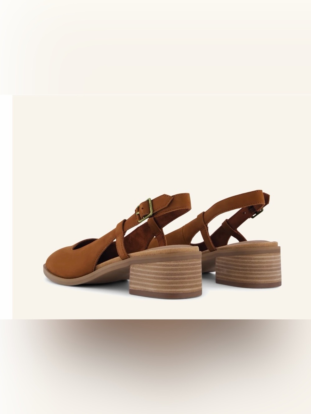 ๐ TOMS Women's Womens Jaclyn Slingback Heel Amber Brown Nubuck Leather - 8 NIB - Picture 4 of 6